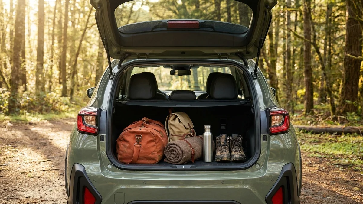 A neatly packed car boot ready for a weekend road trip.